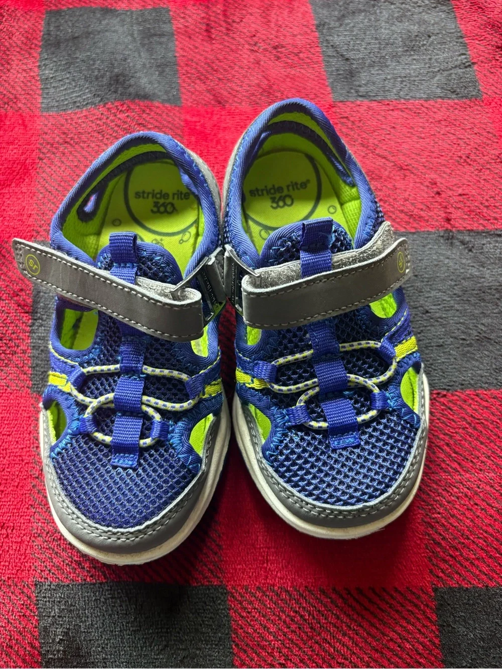 Stride Rite Blue and Lime Kids Athletic Sandals